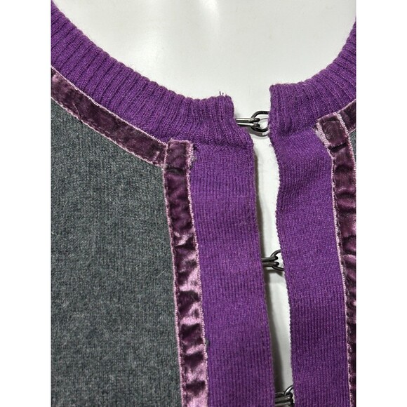 Rue 21 Vintage Angora Rabbit Hair Cardigan with Purple Trim size S Eyelet Hook - Picture 3 of 8